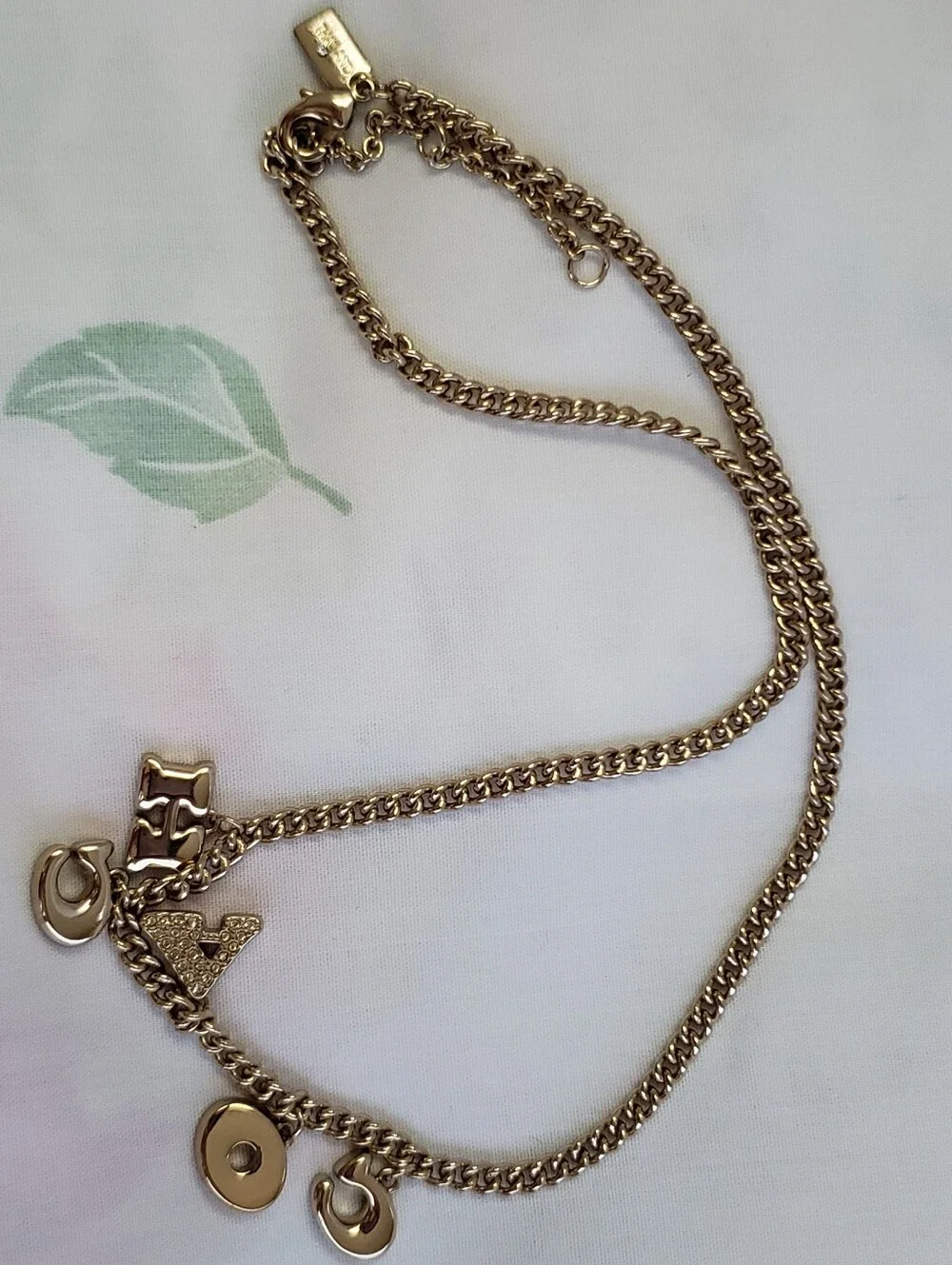 Coach Gold-Tone Logo Charm Chain Necklace